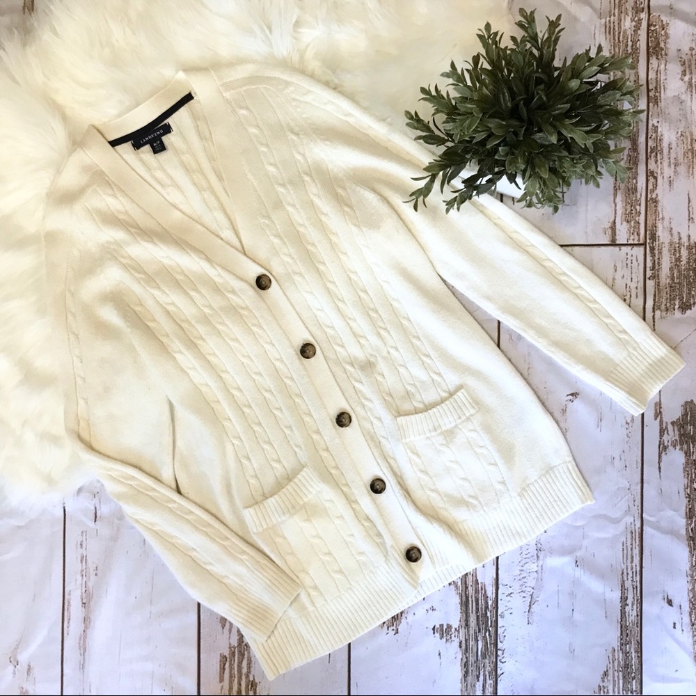 Lands’ End | Creme Button Down Knit Cardigan | M